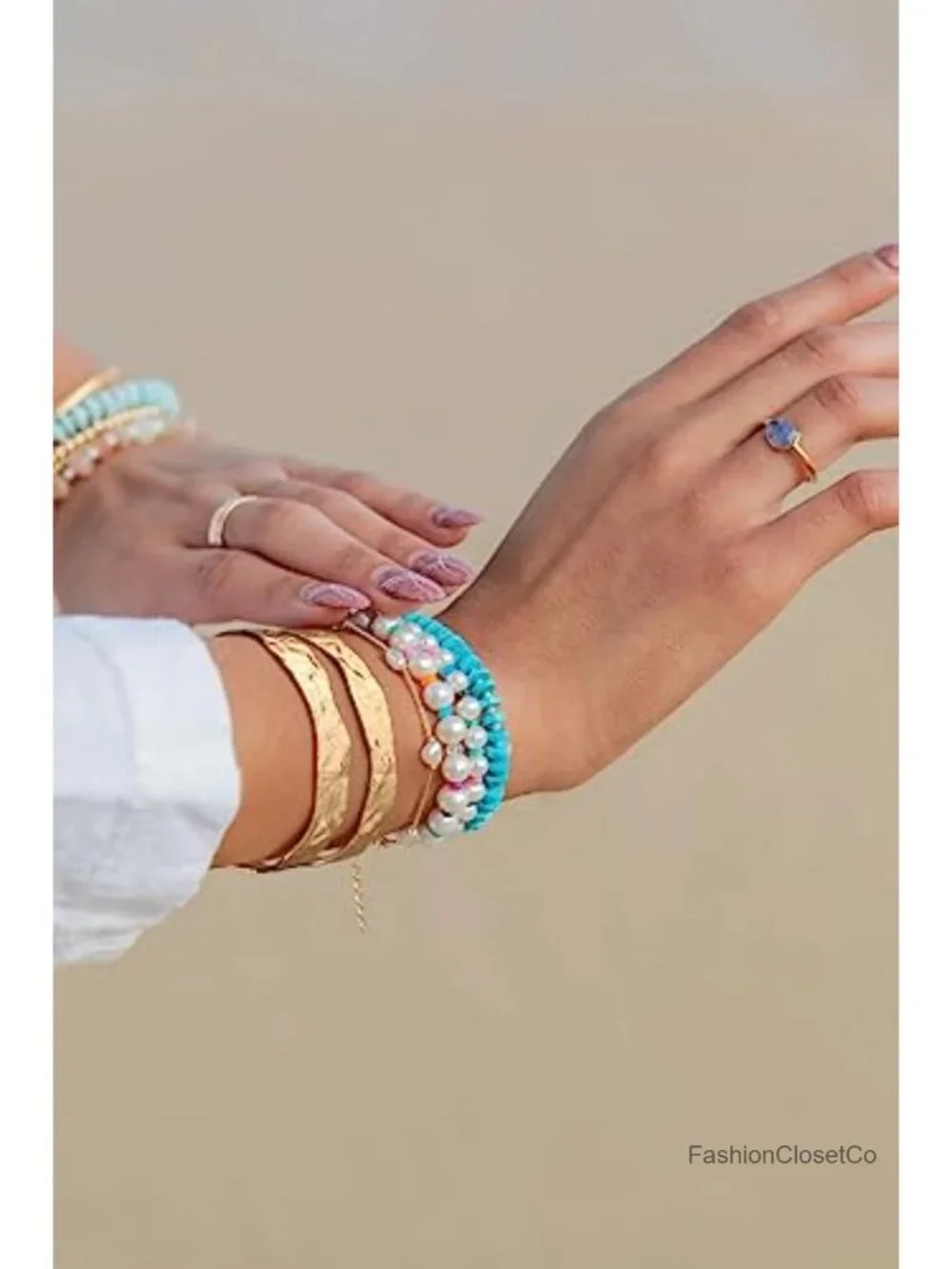18K Gold Plated Cuff Bracelet Double Layer Adjustable Women Bangle